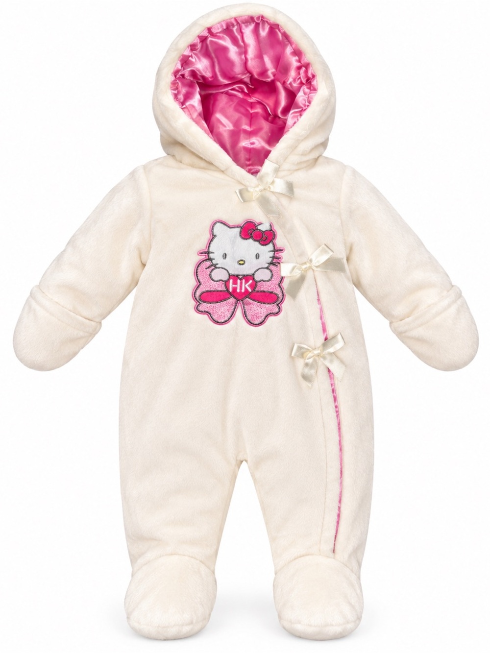 Hello Kitty Ivory One-Piece with Pink Lined Hood and Applique